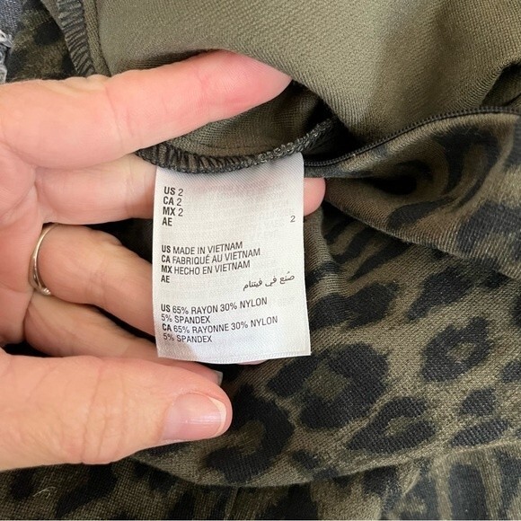 INC Animal-Print Curvy-Fit Skinny Pants Olive Green Black Size 2 - Picture 6 of 11